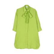 Groene Linnen Strik Kraag Overhemd Mazzarelli , Green , Dames