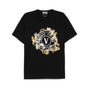 Zwart Crew Neck Korte Mouwen T-shirt Versace Jeans Couture , Black , H...