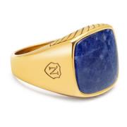 Gentlemen's Gold Signet Ring with Blue Dumortierite Nialaya , Yellow ,...