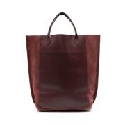 Bourgondisch Kalfsleer Panel Handtas Longchamp , Red , Dames