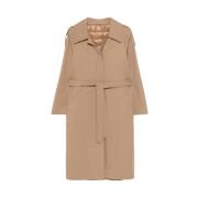 Jersey Texture Belted Coat Herno , Brown , Dames