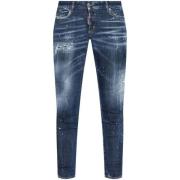 Donkerblauwe Denim Cropped Jeans Dsquared2 , Blue , Dames