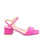 Roze Velours Sandalen Blokhak Unisa , Pink , Dames