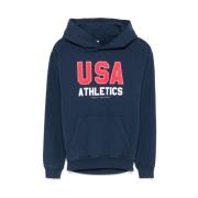 Navy Blue Hoodie met Logo Sporty & Rich , Blue , Dames