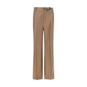 Zijden broek met rits en zakken Prada , Brown , Dames