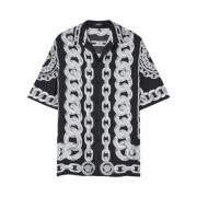 Ketting-Link Print Camp Kraag Shirt Versace , Multicolor , Heren