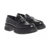 Zwarte leren loafer met logo-applicaties Karl Lagerfeld , Black , Dame...