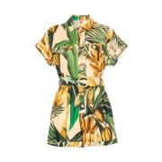 Gele Jumpsuit met Afneembare Riem Farm Rio , Multicolor , Dames