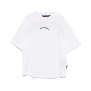 Witte Crew Neck Korte Mouw T-shirt Palm Angels , White , Heren