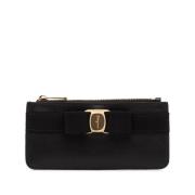 Zwarte leren Vara strik kaarthouder Salvatore Ferragamo , Black , Dame...