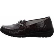 Bordeaux Leren Platte Schoen Waldläufer , Red , Dames