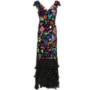 Zijden Mix Print V-Hals Jurk Rixo , Multicolor , Dames