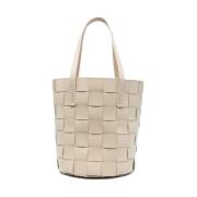 Beige Leren Bucket Bag Koordsluiting Stijl Dragon Diffusion , Beige , ...