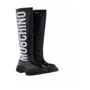 Zwarte Patent Baksteenlaarzen Moschino , Black , Dames