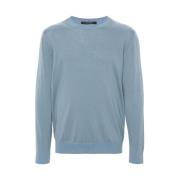 Lichtblauwe Crew Neck Sweater Tagliatore , Blue , Heren