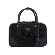 Nylon Schoudertas met Edelstenen Prada , Black , Dames