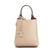 Beige Leren Handtas met Logo Hanger Tod's , Beige , Dames