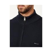 Heren Zip Cardigan Trui Gant , Black , Heren