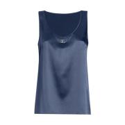 Blauw-Grijs Dartdetailing Ronde Hals Top Dolce & Gabbana , Blue , Dame...