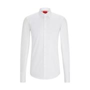 Slim Fit Overhemd van Stretch Katoen Satijn Hugo Boss , White , Heren