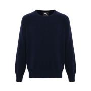 Blauwe Wol-Kasjmier Crew Neck Sweater Doppiaa , Blue , Heren