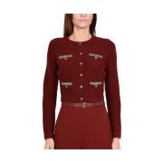 Bordeaux Bouclé Cardigan met kralenzakken Elisabetta Franchi , Red , D...