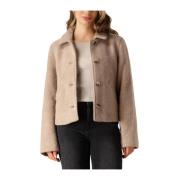 Beige Teddy Short Jacket Modström , Beige , Dames