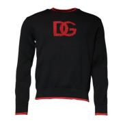 Logo Sweatshirt Sweater Zwart Rood Dolce & Gabbana , Black , Heren