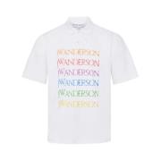 Grafische Print Polo Sweater Wit Katoen JW Anderson , White , Heren