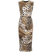 Animal Print Mouwloze Jurk Roberto Cavalli , Brown , Dames