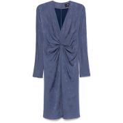 Blauwe V-hals jurk met lange mouwen Etro , Blue , Dames