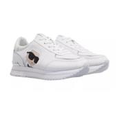 Witte Leren Suède Veterschoenen Karl Lagerfeld , White , Dames