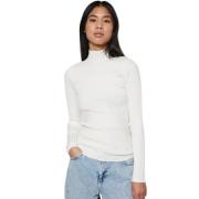 Geribbelde hooggesloten off white top Norr , White , Dames