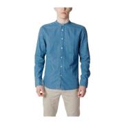 Blauw Katoenen Lange Mouw Shirt Peuterey , Blue , Heren