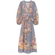 Blauwe Omslagjurk Elastische Manchetten Zimmermann , Purple , Dames