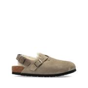 Taupe Slingback Schoenen met Shearling Voering Birkenstock , Brown , D...