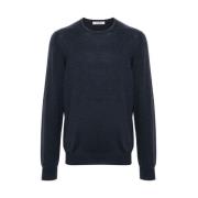 Navy Blauw Wol Trui La Fileria , Blue , Heren