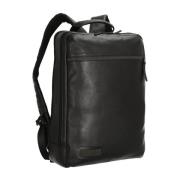 Stockholm Leren Rugzak met Laptopvak Jost , Black , Unisex