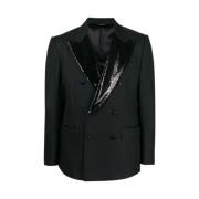 Pailletten Revers Dubbelrij Blazer Dolce & Gabbana , Black , Heren