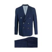 Navy Dubbelrijig Pak Gabo Napoli , Blue , Heren