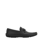 Zwarte Leren Instappers Gancini Salvatore Ferragamo , Black , Heren