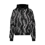 Ketting-Link Print Hoodie Jas Versace Jeans Couture , Black , Heren