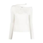 Geribbelde Cut-Out Gebreide Top Julfer , White , Dames