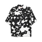 Bloemenprint Zijden Camp Kraag Shirt Marni , Black , Heren