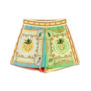 Kleur-Blok Linnen Shorts met Grafische Print Alemais , Multicolor , Da...