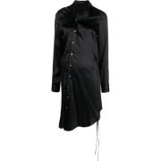 Asymmetrische Zijden Overhemdjurk Ann Demeulemeester , Black , Dames