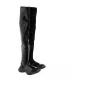 Zwarte Patent Over-knee Laarzen Msgm , Black , Dames