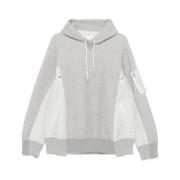 Lichtgrijze Hoodie met Ritszak Sacai , Gray , Heren