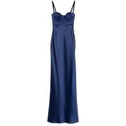 Navy Blue Matelassé Jurk met Bandjes Anna October , Blue , Dames