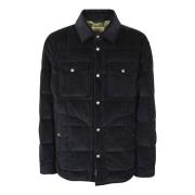 Blauwe Corduroy Overshirt met Nylon Voering Woolrich , Blue , Heren